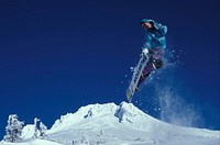 Man who played snowboarding at Timberline Lodge on Mt Hood in the Mt Hood National Forest. Original public domain image from Flickr