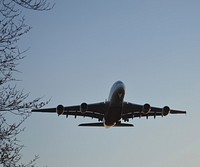 Airplane flying in the sky. Free public domain CC0 photo.