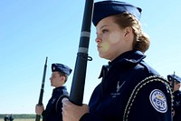 Penndleton High School junior ROTC cadets from Anderson, S.C., compete in the annual Top Gun Drill Meet sponsored by the South Carolina Air National Guard at McEntire Joint National Guard Base, S.C., April 9, 2016.