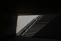 Staircase black and white photo. Free public domain CC0 image.