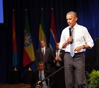 Barack Obama addresses the Mandela Washington Fellows at the Young African Leaders Summit.