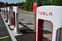 Tesla Supercharger, Location unknown, June 30, 2018.