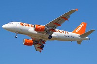 Easy jet aircraft flying, location unknown, 18/02/2017. 