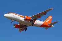 Easy jet aircraft flying, location unknown, 18/02/2017. 