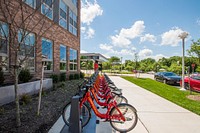 Bicycle parking. Free public domain CC0 photo.