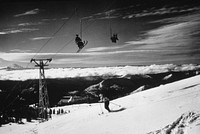 Timberline Lodge, old magic mile chairlift, Mt Hood National Forest. Original public domain image from Flickr