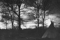 Indian encampment, teepee at early evening. Original public domain image from Flickr