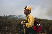 Fireman caring for the land and Serving People ,fire lookout. Original public domain image from Flickr