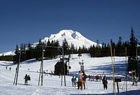 Mt Hood Summit ski area, 1970. Original public domain image from Flickr