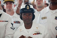 Servicemen and women listen to President Barack Obama as he delivers remarks at Naval Air Station Jacksonville in Jacksonville, Fla., Oct. 26, 2009.