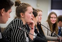 CBYX Civic Education Workshop January 2018 - German High School students participated in a U.S. Diplomacy Center simulation confronting the challenges of refugees, and met with DoS and Embassy of Germany officials. Original public domain image from Flickr
