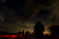 Night sky, people silhouette. Free public domain CC0 photo.