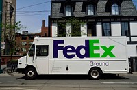 FedEx Truck at King St West, Toronto, Ontario. May 17, 2017.