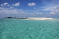 A view of Loggerhead Key, with its iconic lighthouse and white sand beaches, from Dry Tortugas National Park. Photo by Tracy Ziegler. Original public domain image from Flickr