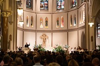 WASHINGTON (May 7, 2019) Acting Homeland Security Secretary Kevin McAleenan and Acting Deputy Homeland Security Secretary David Pekoske attend the 25th Annual Blue Mass at St. Patricks Catholic Church in Washington May 7. The Blue Mass honors law enforcemnt officials from federal, state and local agencies that die in the line of duty. (DHS photo by Tim D. Godbee/ Released). Original public domain image from Flickr