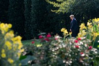 President Trump Departs for New Mexico, President Donald J. Trump walks across the South Lawn of the White House Monday, Sept. 16, 2019, prior to boarding Marine One to begin his trip to New Mexico. (Official White House Photo by Joyce N. Boghosian). Original public domain image from Flickr