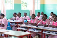 Students in Kagera,Tanzania, participate in an informational session as part of a Maternal and Child Survival Program.