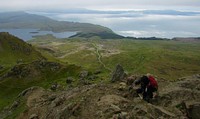 Backpacker hiking in nature. Free public domain CC0 photo.