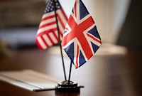 American flag on a table. Original public domain image from Flickr