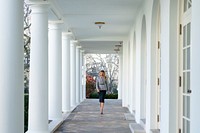 First Lady Melania Trump at the White House, First Lady Melania Trump walks along the Colonnade of the White House Thursday, Dec. 17, 2020, en route to the Residence. (Official White House Photo by Andrea Hanks). Original public domain image from Flickr