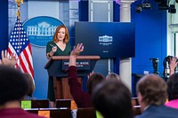 Press Secretary Jen Psaki holds a Press Briefing on Thursday, June 3, 2021, in the James S. Brady White House Press Briefing Room. (Official White House Photo by Cameron Smith). Original public domain image from Flickr