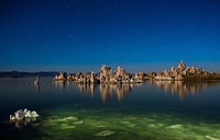 Tufa at night, starry sky. Free public domain CC0 photo.