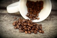 Roasted coffee beans in a cup. Free public domain CC0 photo