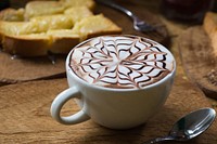 Mocha coffee with latte art. Free public domain CC0 photo