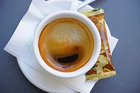 Black coffee with coffee crema. Free public domain CC0 image