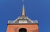 Historical church architecture with a clock tower. Free public domain CC0 image.