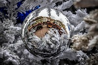 Closeup on silver Christmas ornament. Free public domain CC0 photo.