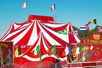 Marquee, red tent in circus. Free public domain CC0 image.