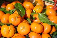 Pile of tangerine fruit. Free public domain CC0 image.