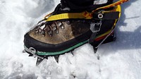 Hiking shoes on snow, winter season. Free public domain CC0 image