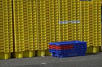 Plastic crates stacking. Free public domain CC0 photo.