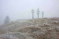 Empty open field covered in frost. Free public domain CC0 image.