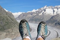 Hiking shoes, nature moutain landscape. Free public domain CC0 image