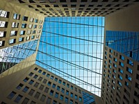 Skyscraper Dusseldorf interior glass ceiling. Free public domain CC0 image.