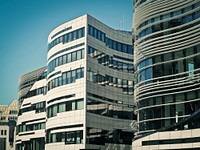 Dusseldorf glass shopping centre architecture. Free public domain CC0 image.