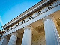 Historical building pillars in Dusseldorf. Free public domain CC0 image.