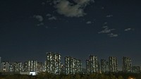 City at night with skyscrapers. Free public domain CC0 photo.