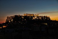 Parthenon, Greece at night. Free public domain CC0 image.