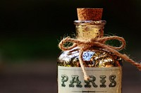 Paris label bottle. Free public domain CC0 image.