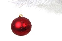 Close up on red Christmas tree ornament. Free public domain CC0 photo.