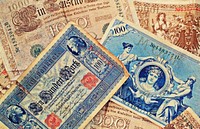 Old banknotes, money & banking. Free public domain CC0 image.