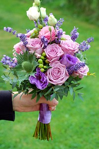 Purple flower bouquet background. Free public domain CC0 image.