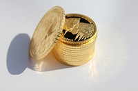 Gold coins, money & banking. Free public domain CC0 image.