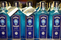 Bombay Sapphire, gin bottle, location unknown, date unknown