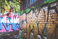 Graffiti wall, street art. Free public domain CC0 image.