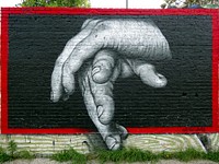 Hands graffiti street art. Location unknown - Feb. 3, 2015